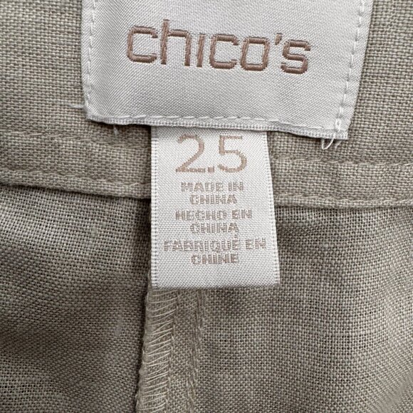 Chicos Linen Pants Womens L Beige Wide Leg Button Pull On Old Money Preppy Coast - Picture 4 of 7